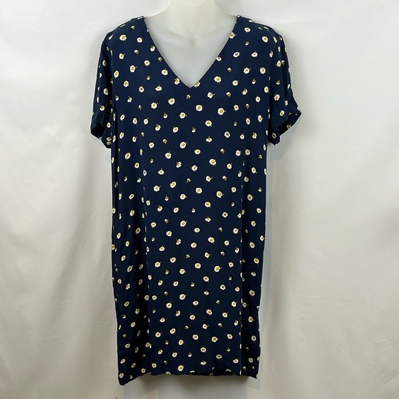 Madewell Navy‎ Blue Button-Back Floral Daisy’s Dress with Pockets Size S - Picture 3 of 11
